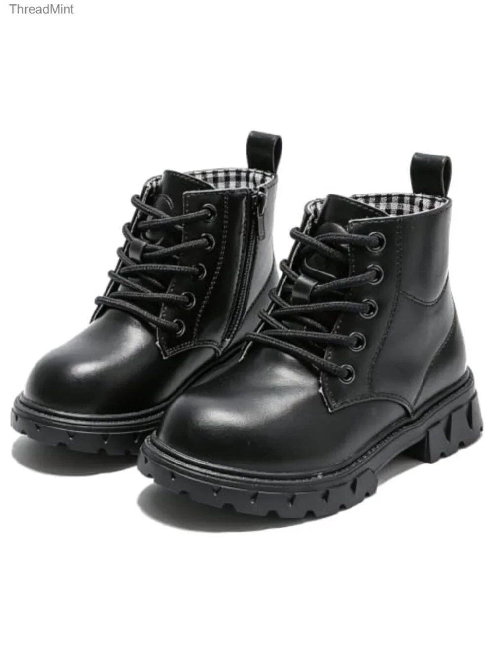 Kids Glitter Waterproof Combat Ankle Boots with Side Zipper